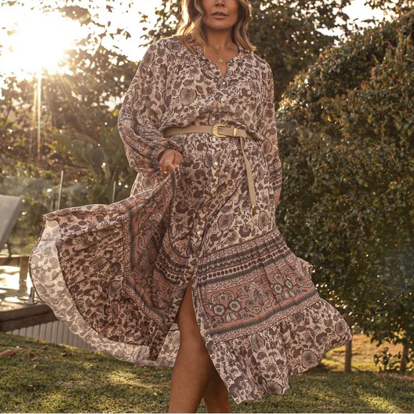 Anthropologie Dresses & Skirts - SOLSTICE SMOCK GOWN - DUSTY ROSE size “M” (fits size 18-26)